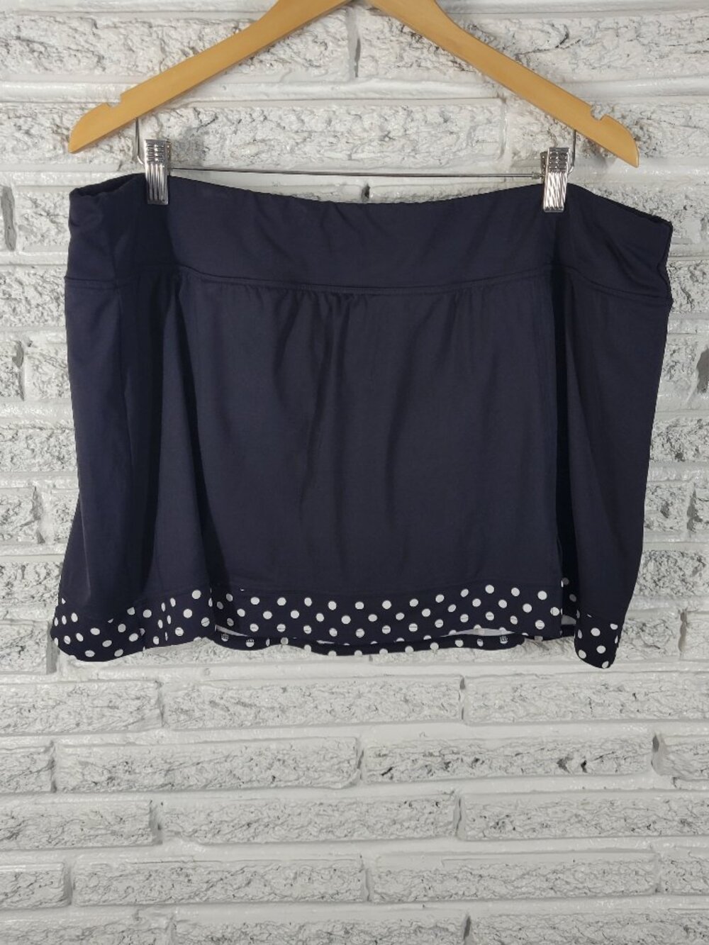Lands End Womens Plus Size 22W Black Polka Dot Swim Skirt‎ Bathing Suit BLA170E